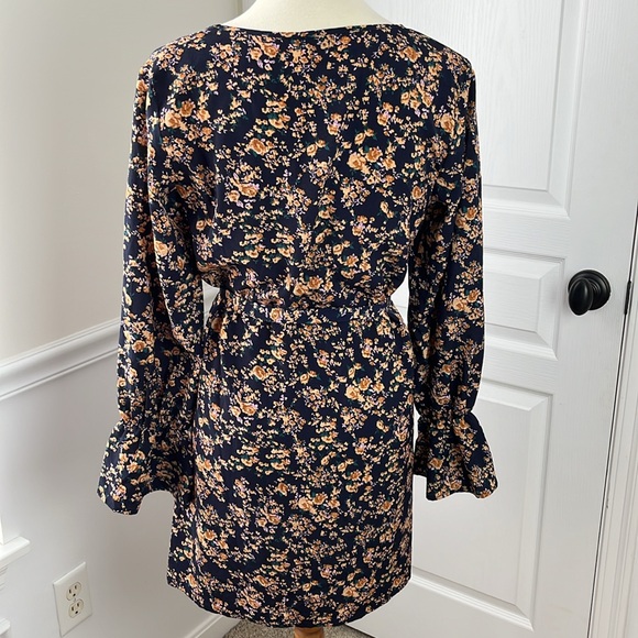 Shein Floral-print Shift Dress with Tie - Picture 3 of 12